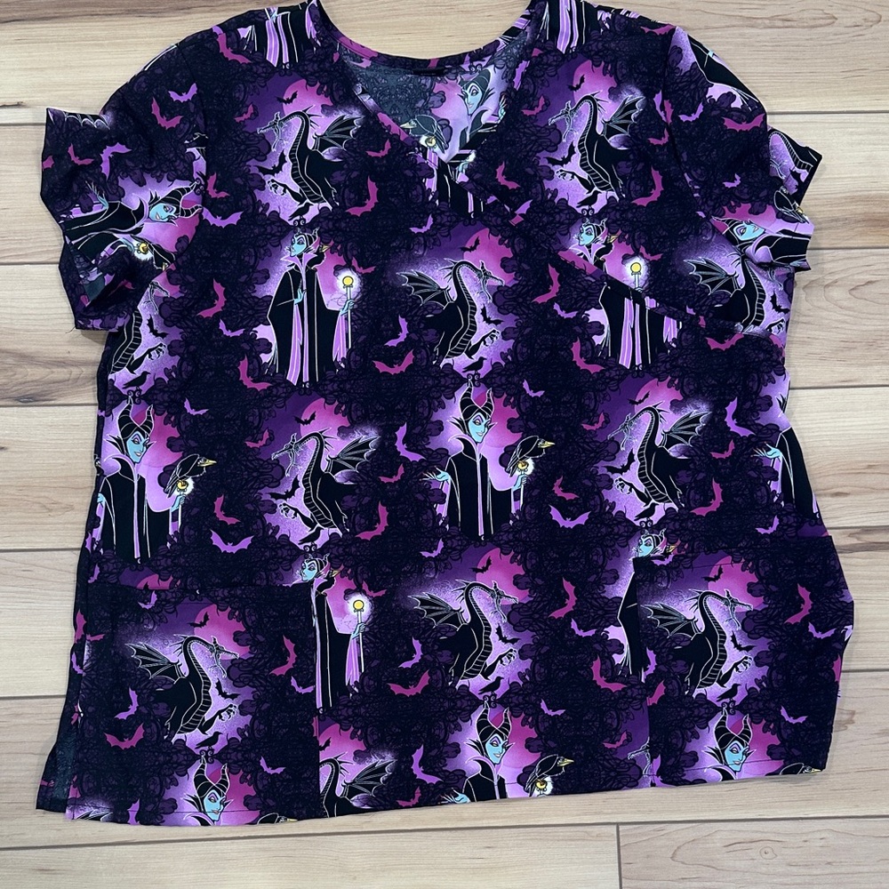 Purple and Black Halloween Themed Scrub Top